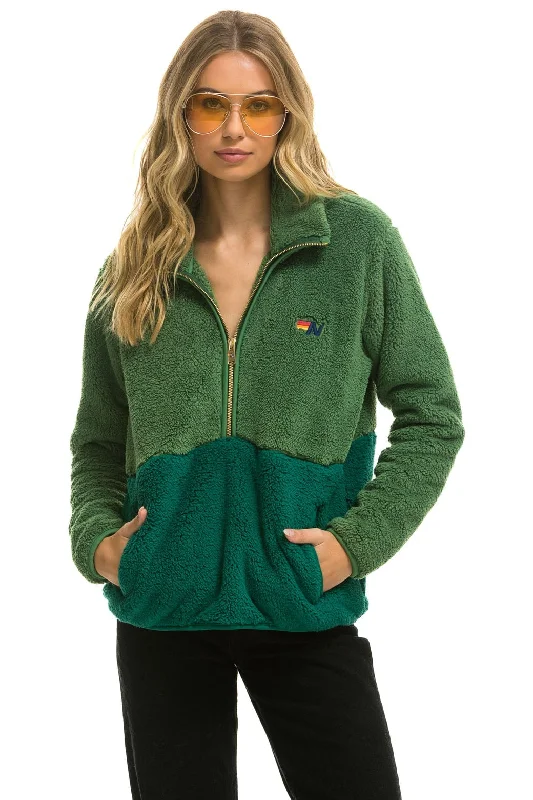 Women's Professional Clothes TEDDY UNISEX HALF ZIP COLOR BLOCK JACKET - GARDEN GREEN