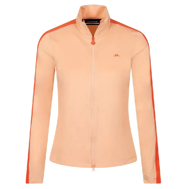 Women's Floral Print Outfit J.Lindeberg Winona Mid Layer Golf Jacket Almost Apricot - SP24 Women