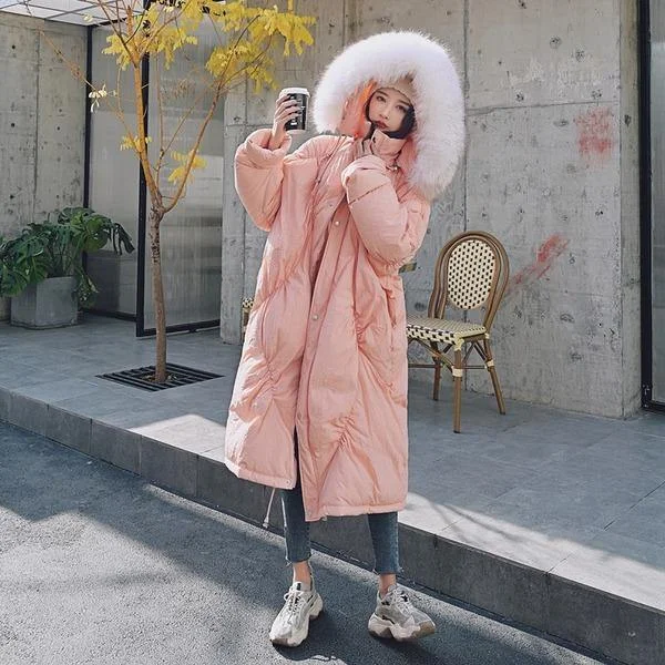 Women's Seasonal Clothes 2023 New Fashion Loose Cotton Fur Collar Thick Coat