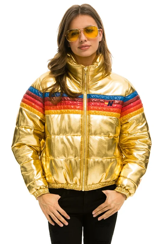 Women's Sports Apparel 5 STRIPE LUXE APRES PUFFER JACKET - GLOSSY GOLD