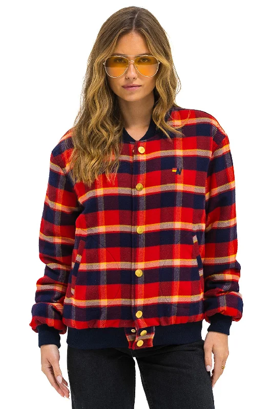 Women's Clothing For Travel PLAID UNISEX VARSITY JACKET - RUGBY PLAID