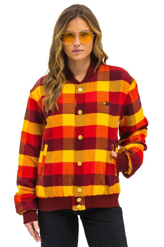 Fashionable Women's Outfit PLAID UNISEX VARSITY JACKET - SURFY PLAID