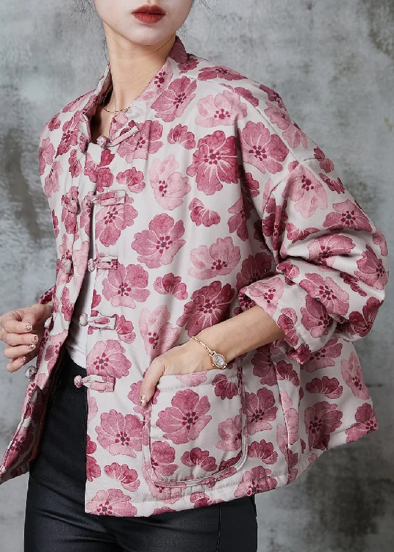 Affordable Luxury – Chic Clothing At Special Prices Vintage Pink Print Fine Cotton Filled Oriental Coats Spring