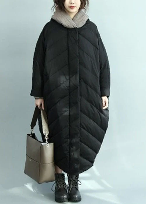 Women's Formal Event Outfit Casual Black Hooded Oversized Duck Down Parka Winter