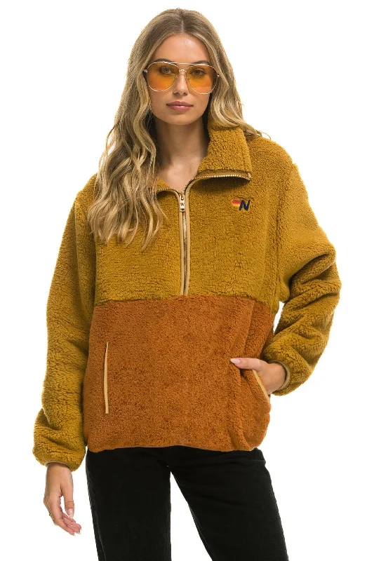 Formal Garments For Women TEDDY UNISEX HALF ZIP COLOR BLOCK JACKET - HONEY