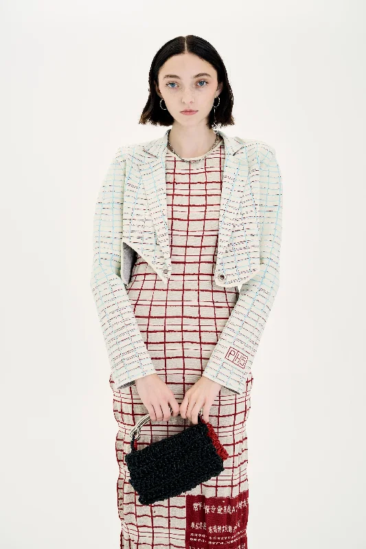 Women's Clothes And Garments ORCHID PLAID PRINT CROPPED JACKET