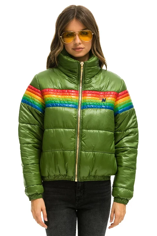 Women's Garments 6 STRIPE LUXE APRES PUFFER JACKET - GLOSSY GARDEN GREEN