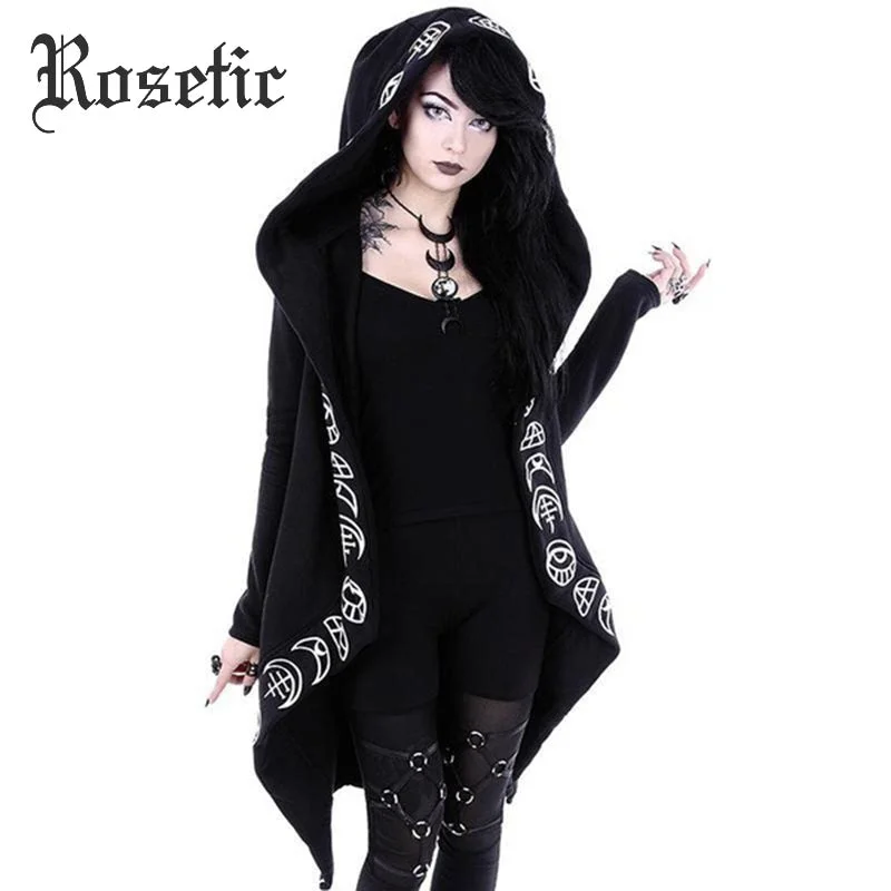 Women's Chic Outerwear Garments Rosetic Hoodies  Gothic Casual