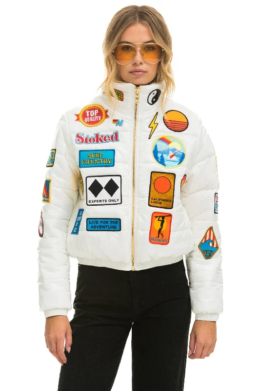 Women's Clothes VINTAGE PATCH APRES PUFFER JACKET - WHITE GLOSSY