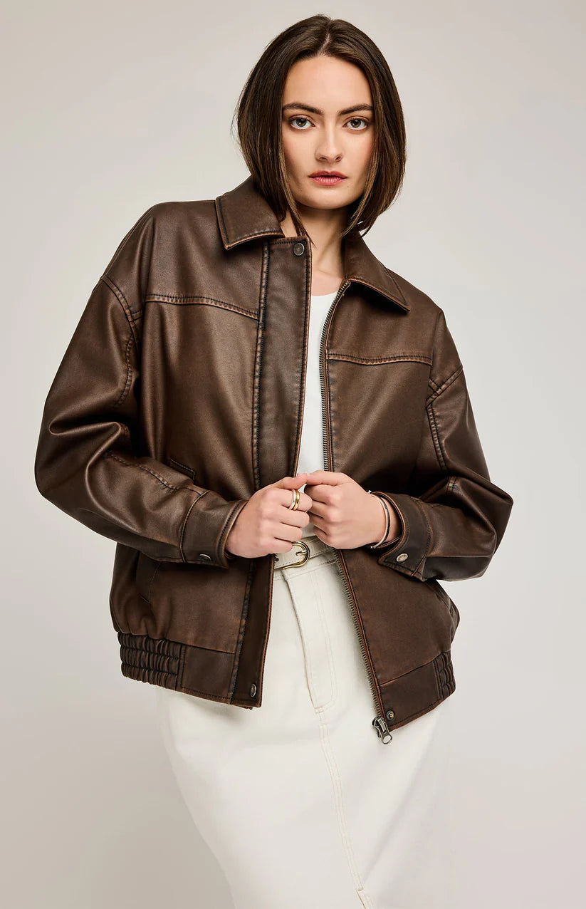 Women's Versatile Apparel Danica Vegan Leather Bomber Jacket