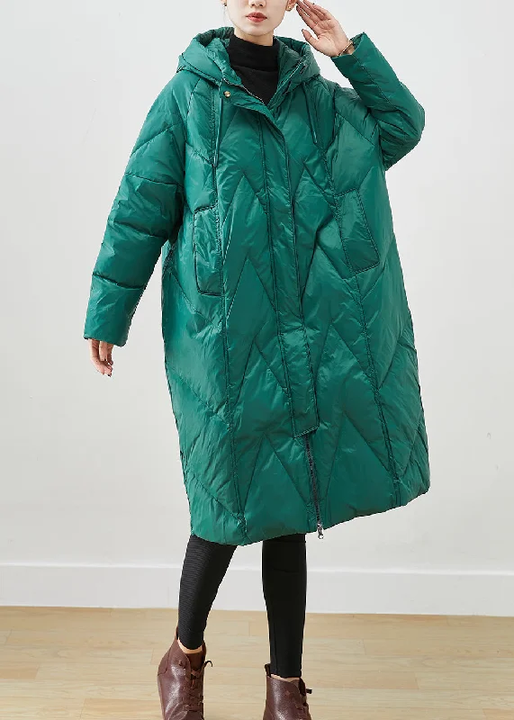 Women's Functional Outfit For Outdoor Activities Vintage Green Oversized Thick Fine Cotton Filled Puffers Jackets Winter