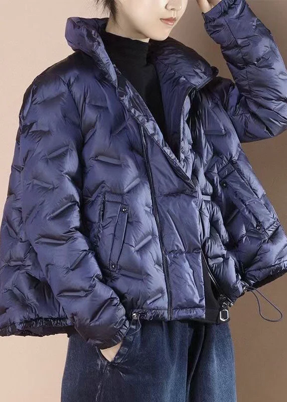 Limited-Time Markdowns On Stylish Wardrobe Essentials Simple Blue Short Puffer Jackets Winter Down Coat Outwear