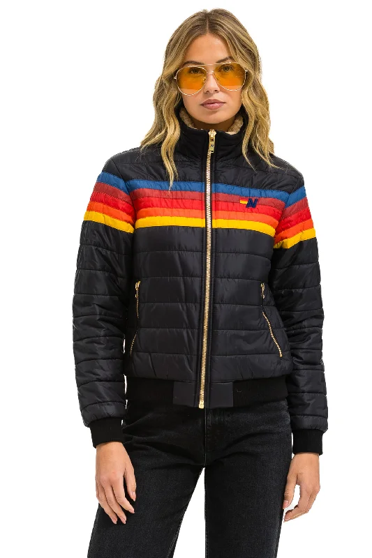 Women's Chic Apparel 5 STRIPE JACKET -  BLACK