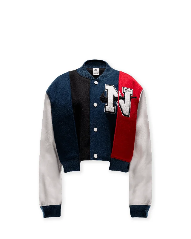 Limited-Stock Clothing Sale – Shop Before It's Too Late Womens Yoon Varsity Jacket - Black / Armory Navy / Phantom / White