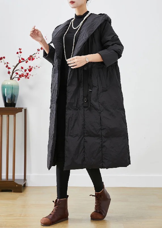 Women's Vacation Clothes Plus Size Black Oversized Patchwork Duck Down Jacket In Winter