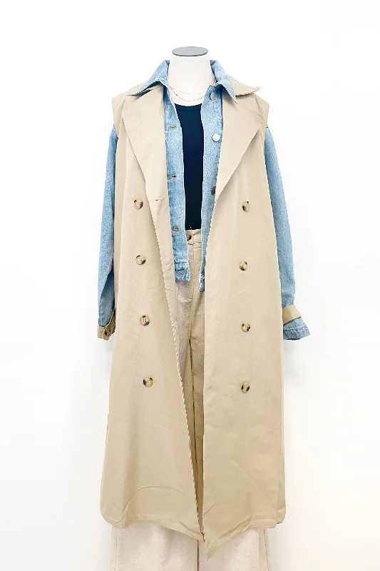 Women's Travel Garments Layered Trench Coat