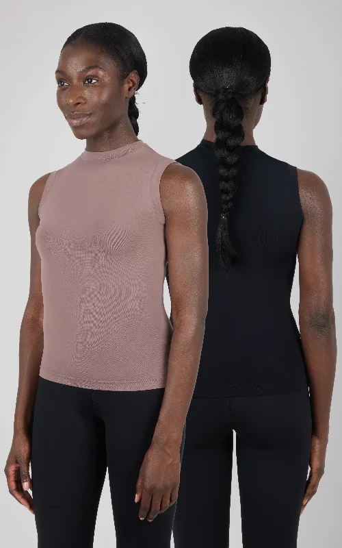 Women's Travel Apparel 2 Pack Mock Neck Presley Fitted Tank Top