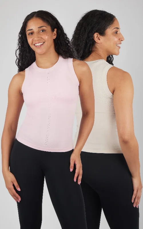 Women's Vacation Attire 2 Pack Seamless Bridgett Slim Fit High Neck Tank