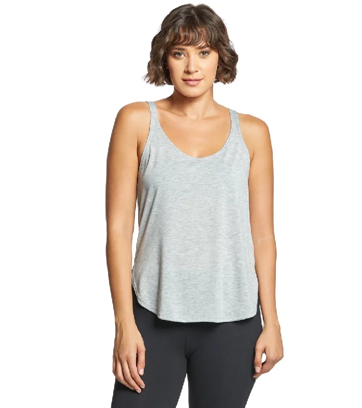 Women's Vintage-Inspired Outfit Bella + Canvas Flowy Side Slit Workout Tank Top Athletic Heather