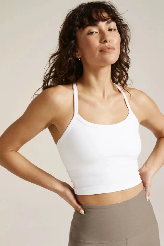 Women's Work Apparel Beyond Yoga Slim Racerback Cropped Tank - White