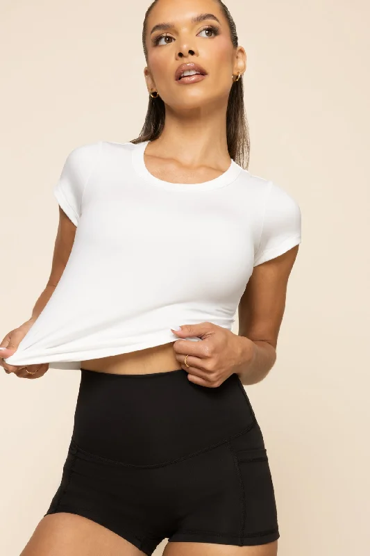 Women's Elegant Garments Call Me Baby Reversible Tee - White