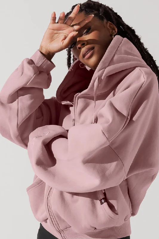 Women's Relaxed Clothes Zip Cloud Hoodie - Blush