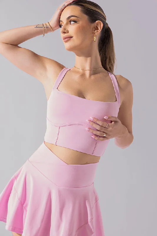 Women's Charming Outfit For Events Daphne Corset Crop Top - Bubblegum