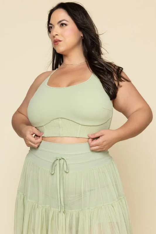 Comfortable Outfit For Women Plié Corset Crop Bralette - Pistachio