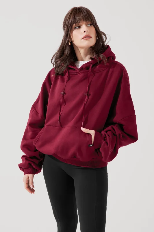 Women's Resort Attire Pullover Cloud Hoodie - Crimson