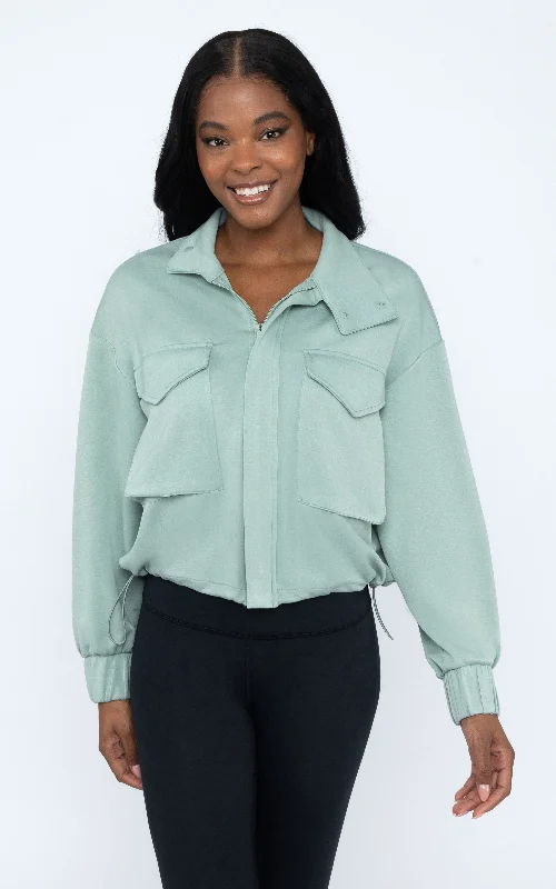 Women's Versatile Apparel Scuba Modal Cropped Cinched Hem Jacket