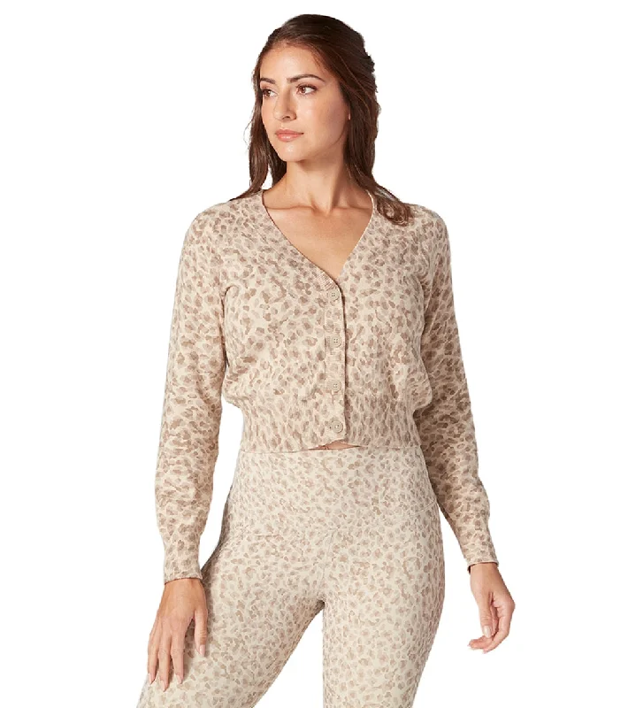 Women's Clothing For Outdoor Events Tavi Classic Cropped Cardigan Latte Leopard