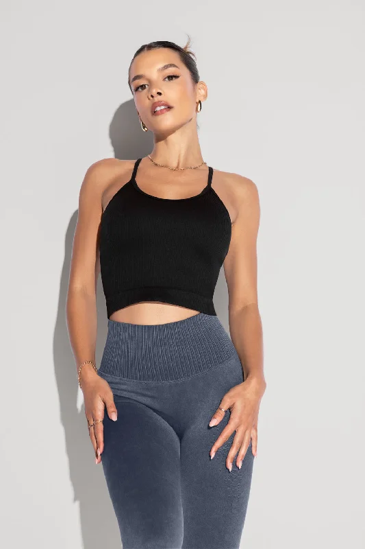 Women's Urban Clothing What's the Scoop Seamless Crop Tank - Black