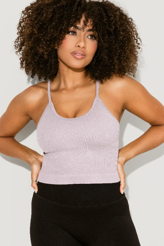 Women's Formal Event Attire What's the Scoop Seamless Crop Tank - Smoky Lilac