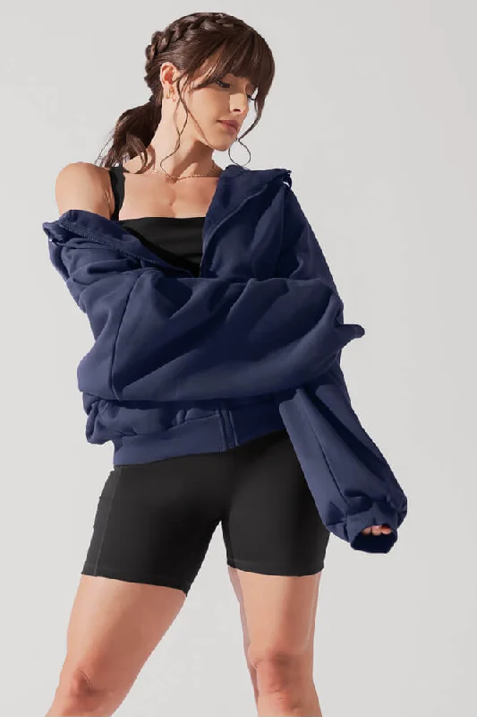 Women's Loungewear Clothes Zip Cloud Hoodie - Academic Navy