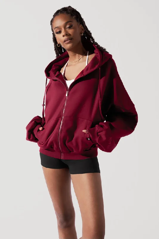 Women's Clothes And Apparel Sets Zip Cloud Hoodie - Crimson