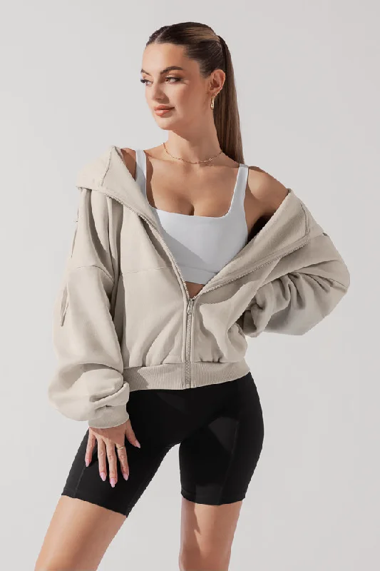 Sustainable Women's Clothes Zip Cloud Hoodie - Seashell